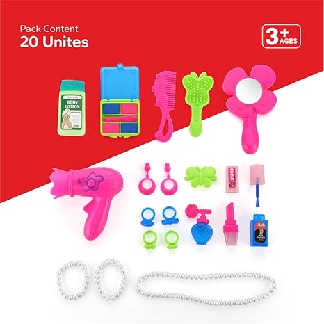 Zudo Kids Makeup Kit for Girls with Pretend Hair Dryer and Flat Iron Play Hair Styling Kit for Kids