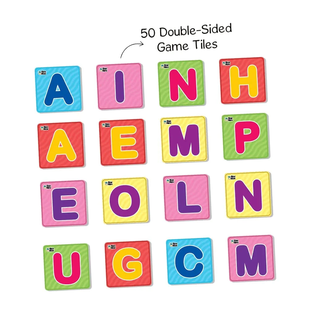 GiniMini Tic-Tac-Go! Strategy Game for Kids 4 5 6 | 50+ Tiles, Power-Up Cards, Mystery Tiles & Challenges | Fun Family Game Night, Brain Activity