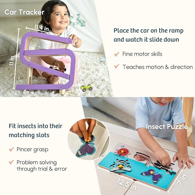 Curious Cub Montessori Learning Wooden Toys | Box 8 | Brain Development Problem/puzzle Solving | Hand-eye Coordination