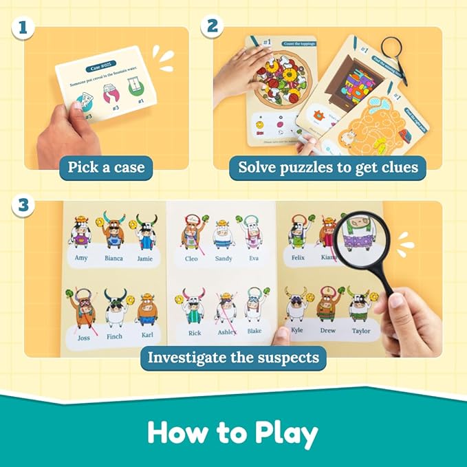 Bloomingo Pretend Play Kit Moo Town Detective | Become a Detective & Solve Thrilling Mysteries | Engaging Detective Game for Kids