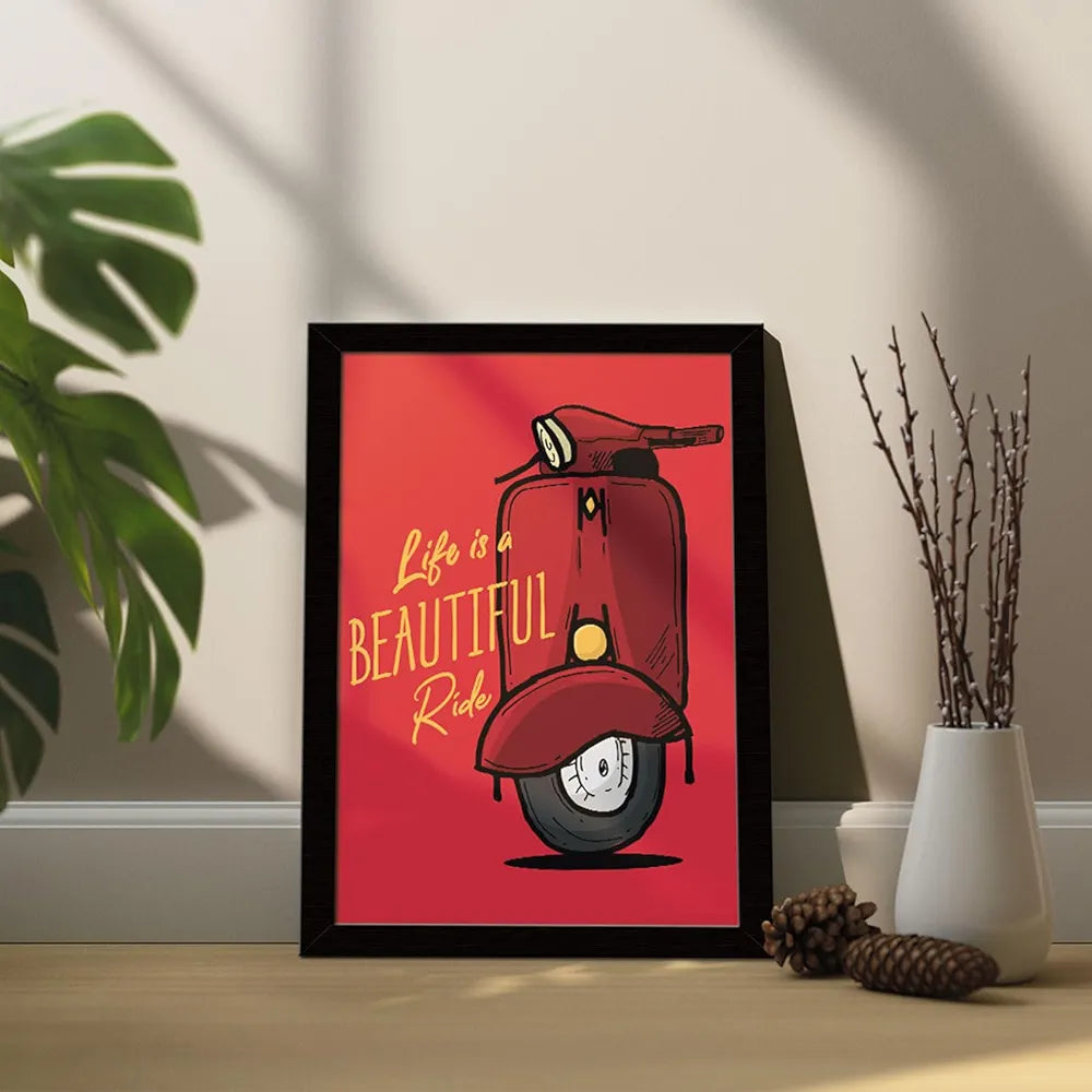 ArtX Paper Motivational Quote Life is a Beautiful Ride Wall Frame Art Painting