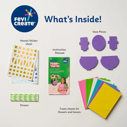 Fevicreate Build-n-Create Foam-Tastic Flower Bouquet Kit | Flower Making | Foam Craft | Develop Fine Motor Skills | Travel Friendly | Screen-Free Play | Gifting | Ages 5 +