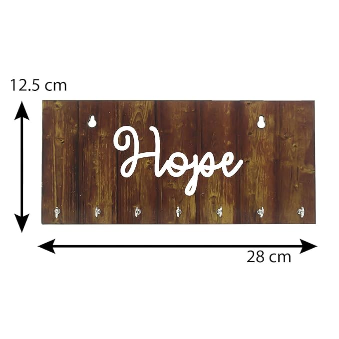 Ecraftindia Hope Theme Wooden Key Holder With 7 Hooks