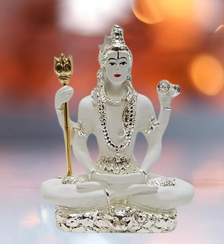 Gold Art India Resin Lord Shiva Idol White