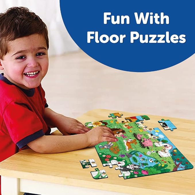 Mini Leaves Farm Animal Puzzle | Premium Wooden Floor Puzzle for Kids | Puzzle Set With Wooden Box  | 48 Pieces