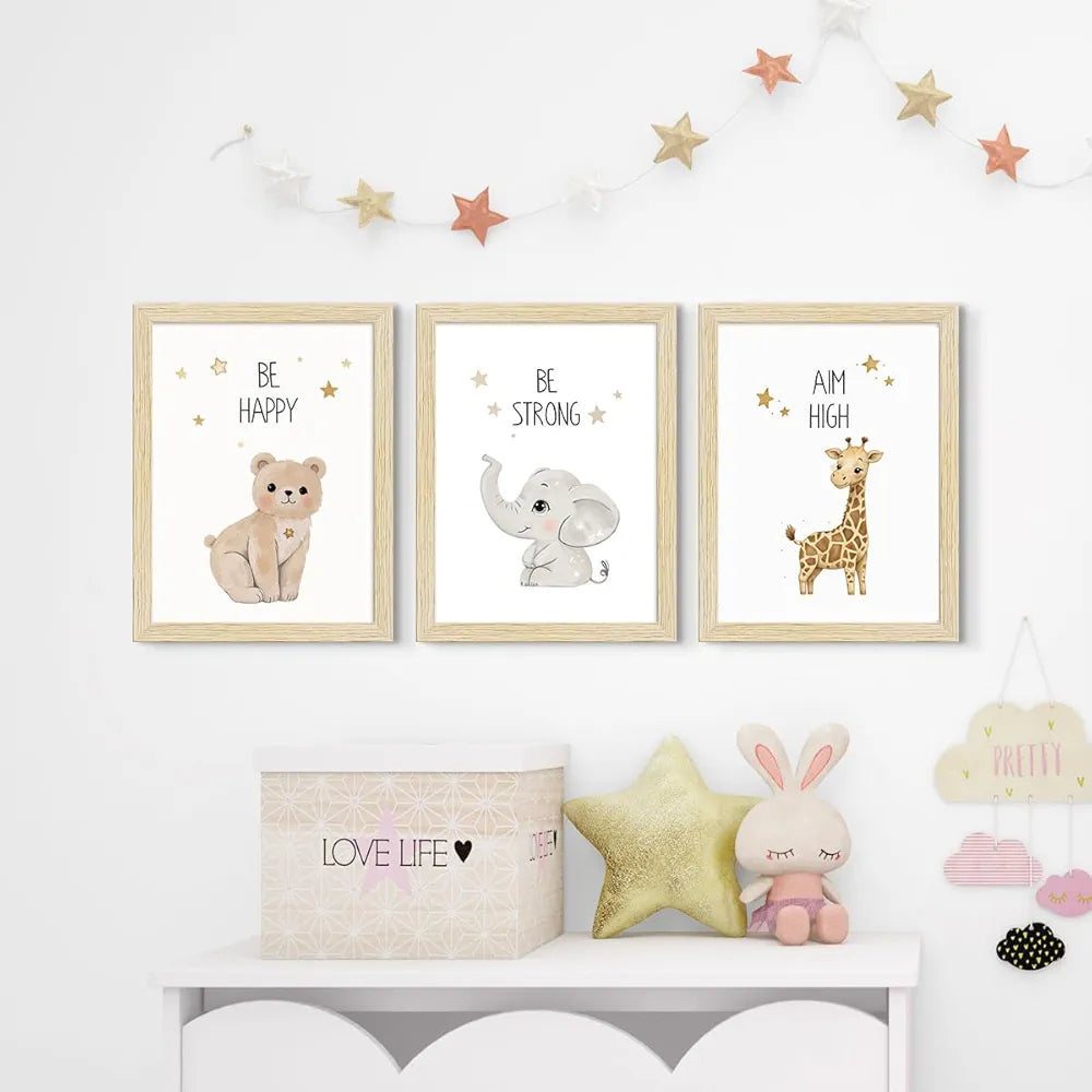 ArtX Wall Paintings Animals-03 Kids Room Wall Frame Kids Room Set Of 6