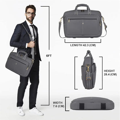 WildHorn Leather 15 inch Laptop Bag for Men I Padded Laptop Compartment I Carry Handles with Adjustable Strap