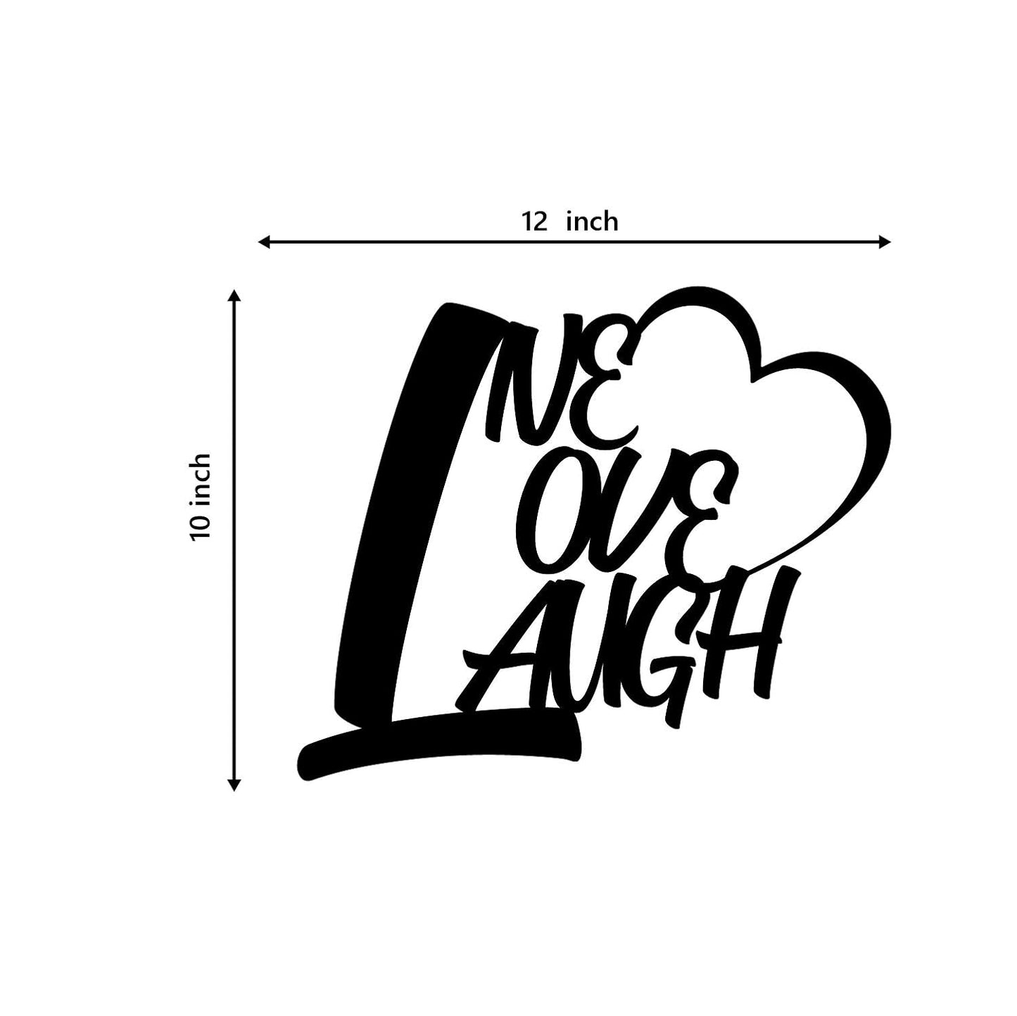 Ecraftindia Live Love Laugh Quote With Heart Black Engineered Wood Cutout Wall Art Decor | Inspirational Wall Hanging