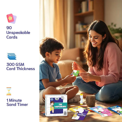 GiniMini The Unspeakable Word Guessing Game for Kids Aged 5 Plus Fast-Paced Educational and Party Game 90 Cards One Minute Sand Timer and Manual Improves Vocabulary Communication and Thinking Skills