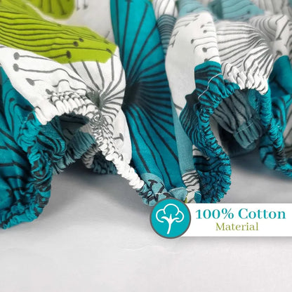 Divine Casa 144 TC 100% Cotton Floral Green Breathable Bedsheet King Size Bed Cotton Elastic Fitted Colour Baltic Sea