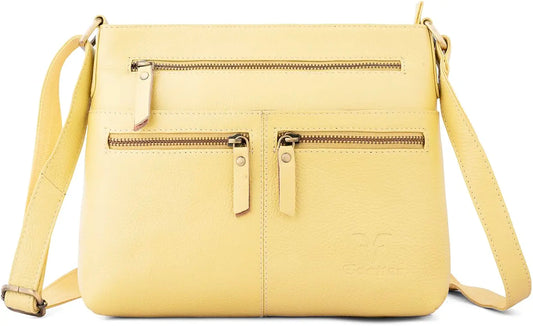 Goatter Genuine Soft Leather Multi Pocket 10" Inch Sling Cross-BodyBag for Girls And Women,