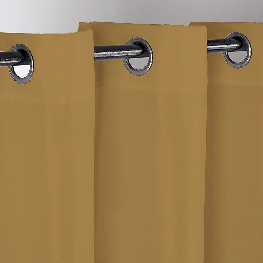 Divine Casa Super Satin Blackout Door Curtains Solid Panels for Complete Light Block Size 7 Feet Silky Colour Cool Beige (Pack of 2)