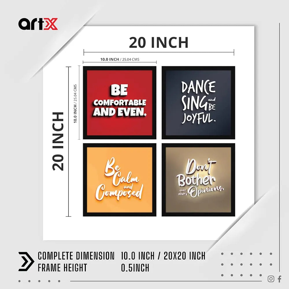 ArtX Paper Motivational Quotes Be Calm Wall Art Painting Set of 4