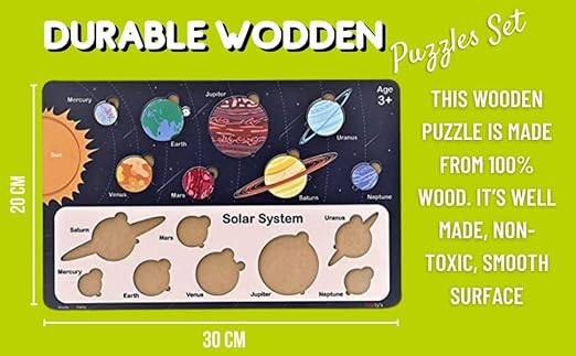 Fiddly's Solar System Wooden Puzzle for Kids | Educational Stm Toy