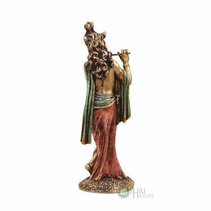 Indicast 10" Inch Cold Cast Resin Krishna Showpiece Antique Decor Thakur Ji for Gifting Purpose