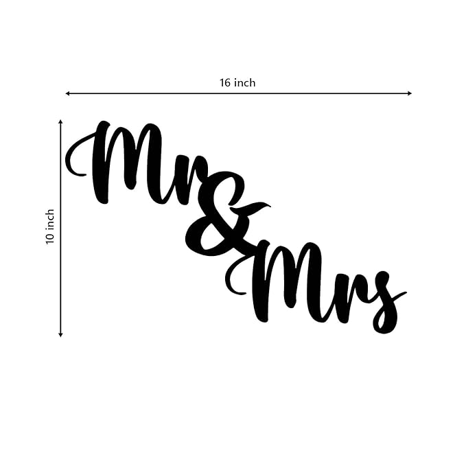 Ecraftindia Mr & Mrs Black Engineered Wood Cutout Wall Art Decor | Wooden Wall Decor Items