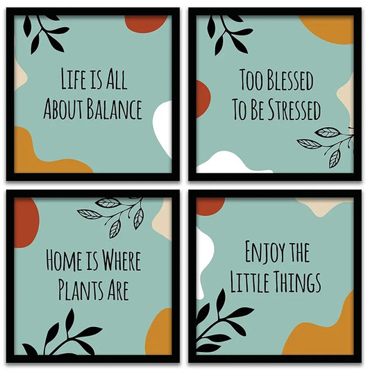 Kotart Engineered Wood Life Is All About Balance Motivational Quotes Frames Set Of 4