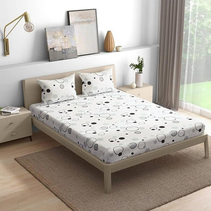 Wakefit Bedsheet For King Size Bedsheet King Size Bed 2 Pillow Covers Elastic Fitted Sheet Bubbles White Colour