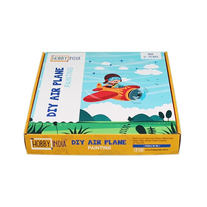 Hobby India Diy Air-plane Theme Pre-design Canvas | Paint It Yourself Activity Art and Craft Kit