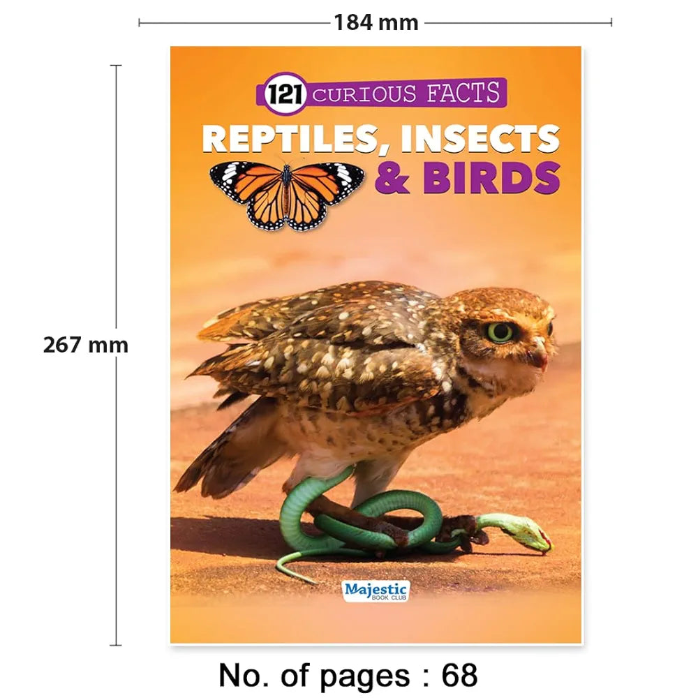 121 Reptiles, Insects & Birds Facts Book for Kids Ages 8+ | Educational Paperback with Colourful Images & Bold Text | 121 Curious Facts for All Ages by Majestic Book Club