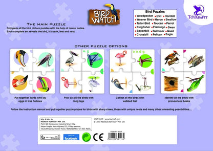 TOYKRAFTT Puzzles for Kids for Age 5-7, Educational Toys, Bird Puzzle, 4 Piece Puzzles for Kids Animal Puzzle - Birds Watch