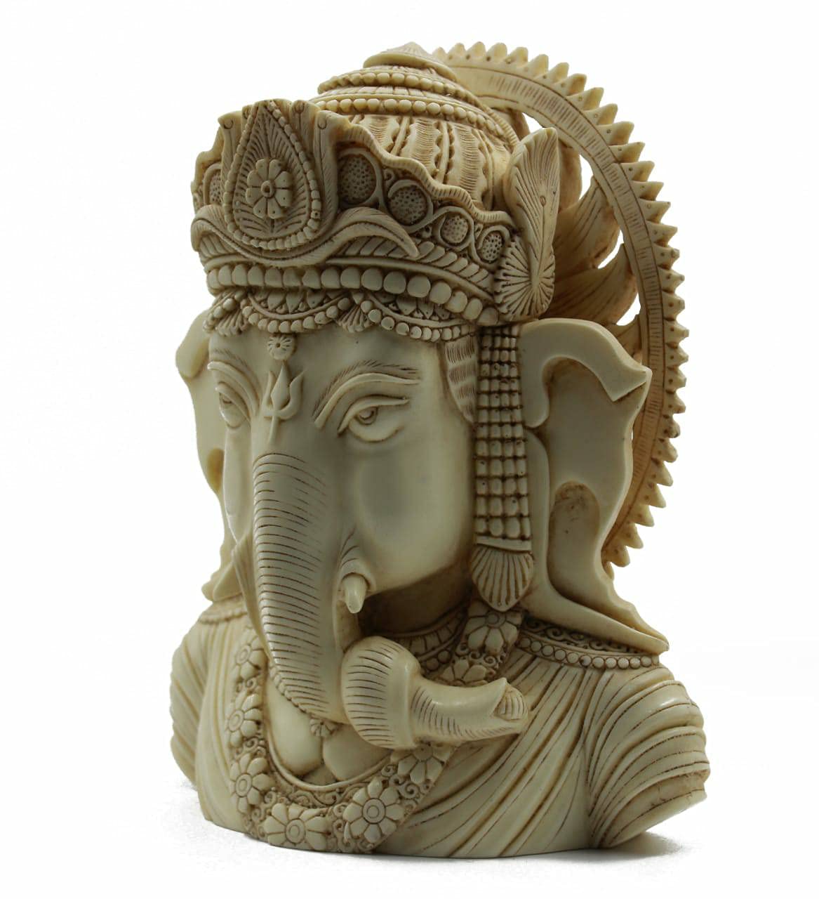 Indicast Resin 8" Inch Lord Ganesha Carving Antique Painting Hindu God Ganesh Ganpati Idol Figurine for Home Office House Warming Statue Murti