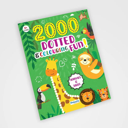 2000 Dotted Colouring Fun I Animals & Birds Colouring Sticker Book for Kids Age 4+ I Packed with 2000 Stickers I 16 Pages + 4 Sticker Sheets I Fun Preschool Activity Book by Majestic Book Club
