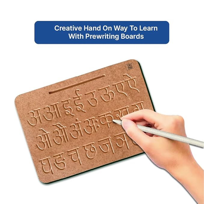 Mini Leaves Hindi Educational Alphabet Tracing Board With Dummy Pencil to Write for Kids | Wood Tracing Board Hindi Varnmala and Vyanjan