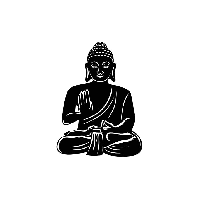Ecraftindia Buddha Black Engineered Wood Wall Art Cutout | Ready to Hang Home Decor