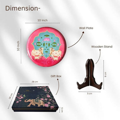 Ritualistic Pichwai Single Wall Plate for Home Decoration With 10 Inch Stand Aesthetic Room Decor Items