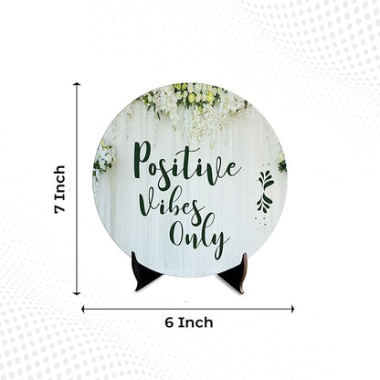 Artvibes Wooden Showpiece Idols and Figurines for Home and Office Decor | Stylish Quotes Positive Vibes Only for Table