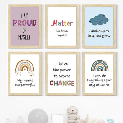 ArtX Paper Motivational-06 Quotes Wall Paintings for Kids Room Animal Frames Set of 6