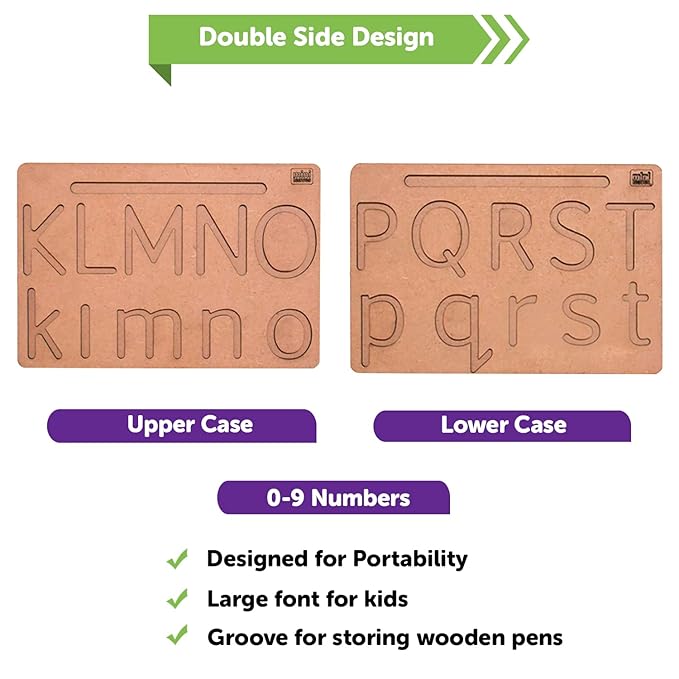 Mini Leaves English Alphabet Tracing Board Capital | Small and Numbers With 2 Dummy Pencils | Alphabet Board Capital and Small