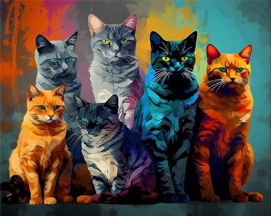 TULIP N TURTLE Multicolour Meow DIY Acrylic Paint by Number Kit for Adults Kids Beginner Number Painting kit DIY Canvas Painting by Number Wall Decoration DIY Painting kit for Adults