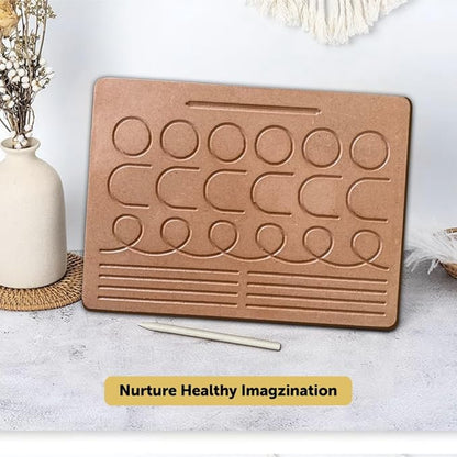 Mini Leaves Wooden Pattern Tracing Board | Beginner tracing Board for Kids 2+ Years | Hand Writing Practice Board 4 Patterns