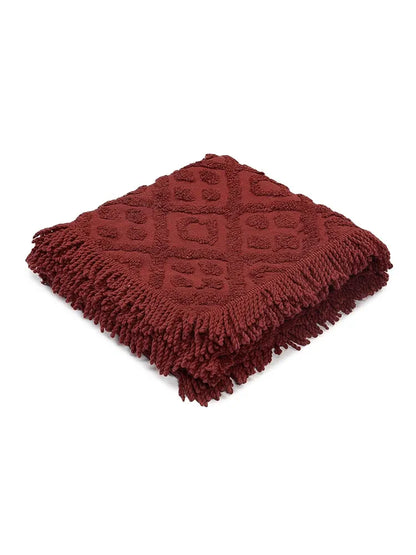 Saral Home Soft Cotton Unique Design Tufted Throw Colour Maroon
