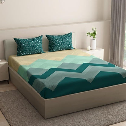 Wakefit Bedsheet for King Size Bedsheet King Size Bed Cotton 2 Pillow Covers Elastic Fitted Sheet Michele