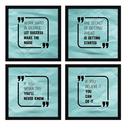 ArtX Paper Motivational Quotes AXJ00140-MOT Work Hard in Silence Wall Art Painting Set of 4