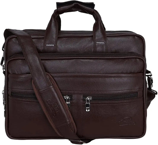 Leather World Expandable PU 15.6 inch Laptop Office Bag Men Women Messenger Briefcase