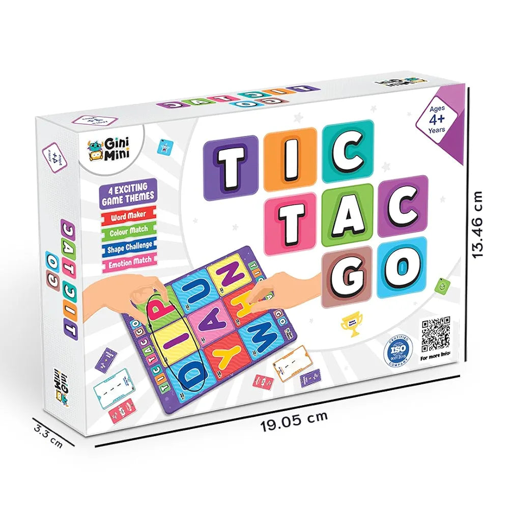 GiniMini Tic-Tac-Go! Strategy Game for Kids 4 5 6 | 50+ Tiles, Power-Up Cards, Mystery Tiles & Challenges | Fun Family Game Night, Brain Activity