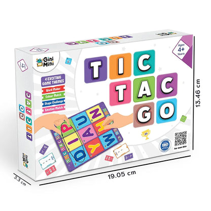 GiniMini Tic-Tac-Go! Strategy Game for Kids 4 5 6 | 50+ Tiles, Power-Up Cards, Mystery Tiles & Challenges | Fun Family Game Night, Brain Activity