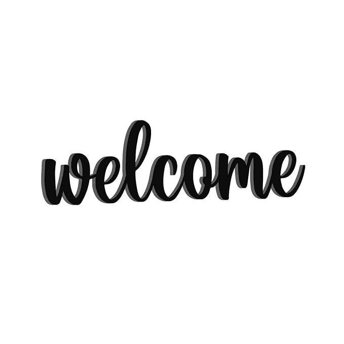 Ecraftindia Welcome Black Engineered Wood Cutout Wall Art Decor | Perfect Wall Hanging