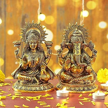 KridayKraft Metal Laxmi Ganesh Statue Murti for Pooja & Home Office Decor Laxmi Ganesha idol