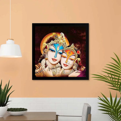 ArtX Radha Krishna Love Big Canvas Painting With Frame Multicolour