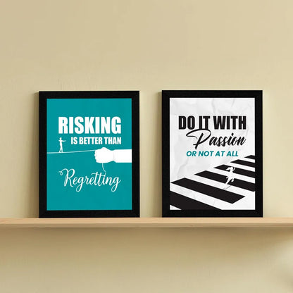 ArtX Paper Dreams Plans Motivational Framed Posters Set of 4