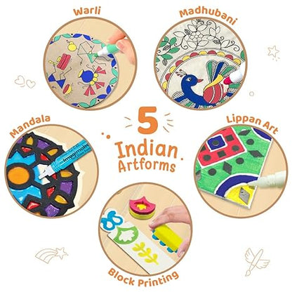Imagimake Learn Indian Art Forms-Arts and Craft DIY Kit For Kids Block Printing Arts
