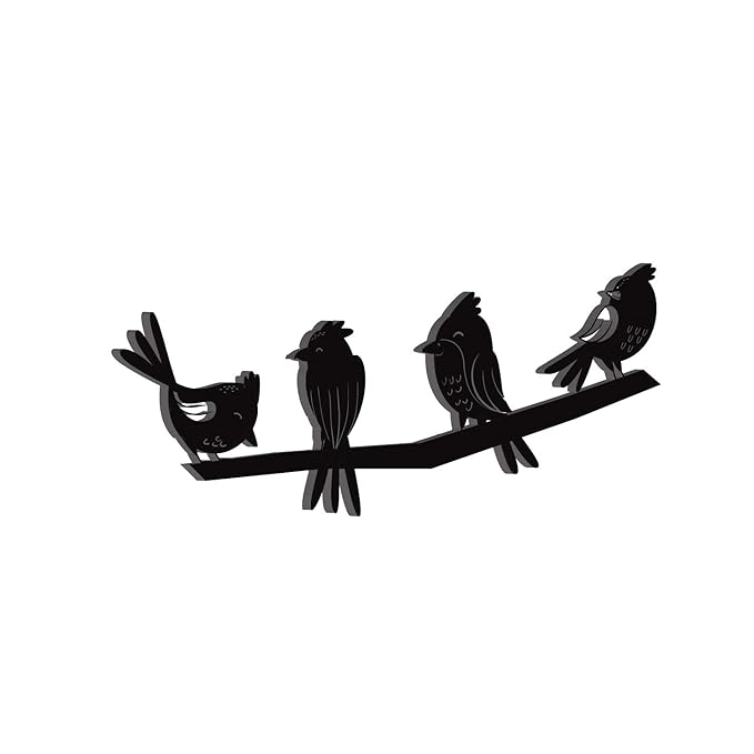 Ecraftindia Birds on a Branch Black Engineered Wood Cutout Wall Art Decor | Nature, Bird Wall Hanging