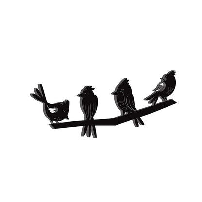 Ecraftindia Birds on a Branch Black Engineered Wood Cutout Wall Art Decor | Nature, Bird Wall Hanging