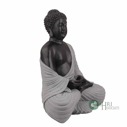 Indicast Polyresin Buddha Idol for Home Decoration | Black and Off White
