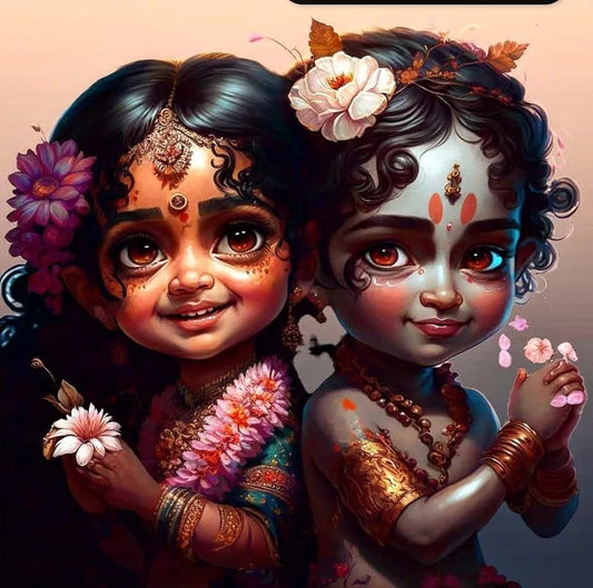 TULIP N TURTLE Krisha Radha Caricature Diy Acrylic Paint By Number Kit For Adults Kids Beginner Number Painting Kit Painting By Number. Wall Decoration Diy Painting Kit For Adults, Multicolor